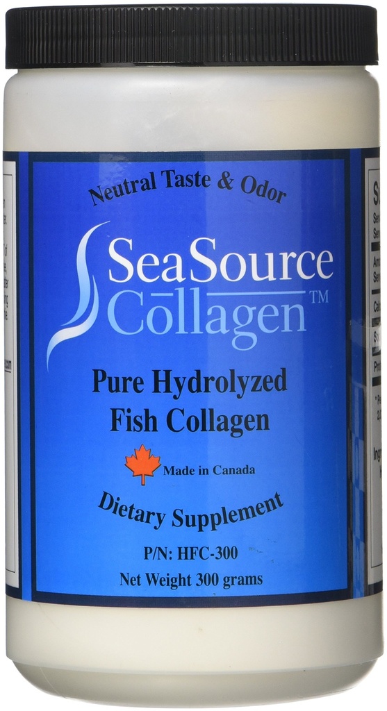 SeaSource ™ Collagen Pure HYDROLYZED Fish Collagen Kosttilskud Pulver - Lavet i Canada fra Skins of Wild Catht Cod.