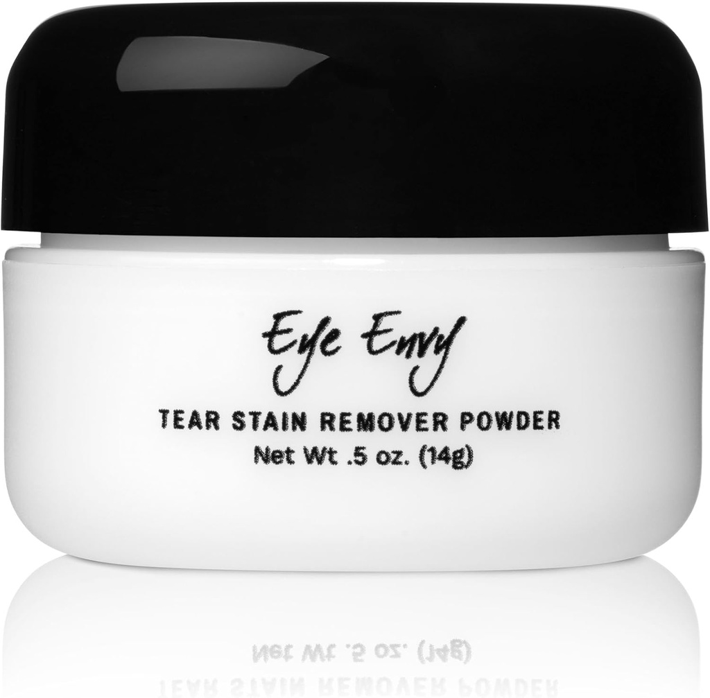 Eye Envy Tear Stain Remover Powder til hunde og katte. 100% Natural, Safe. Anvend omkring øjne. Absorber og Repels Tårer. Holder området tørt. Behandler årsagen til fastholdelse. Lavet i USA. (.5 oz)