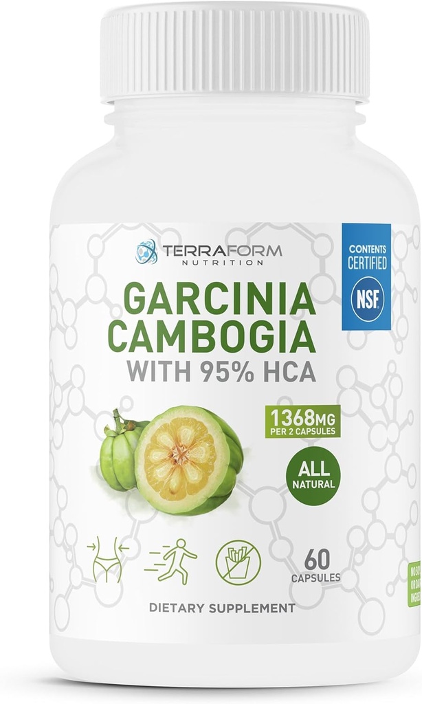 100% Pure Garcinia Cambogia Extract - 95% Natural HCA 1368mg per servering - Fast Weight Loss Support, All- Natural Appetite Suppressant - for mænd og kvinder - 30 Servering