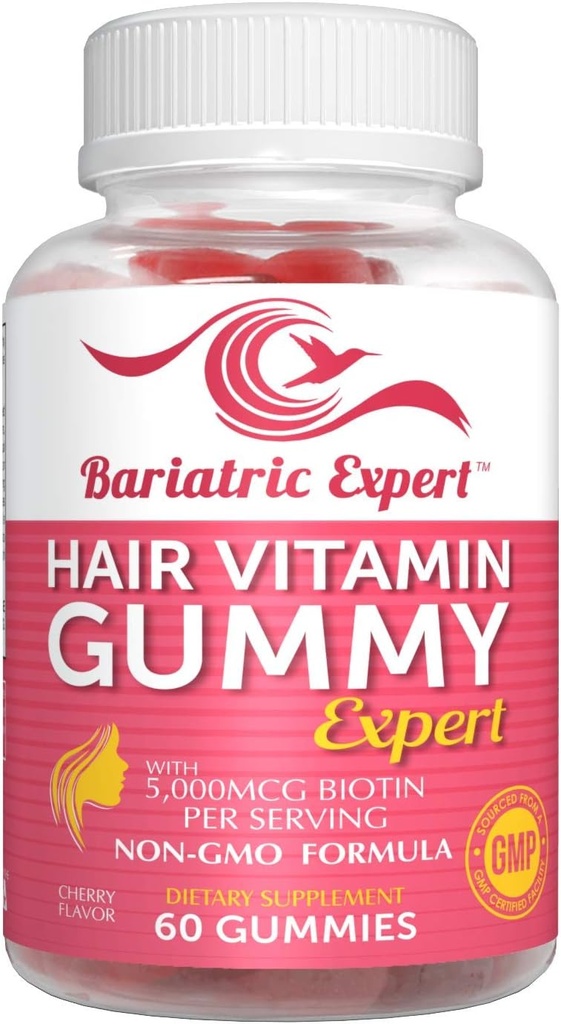 Bariatric Expert Hår Vitamin Gummies - Fast- Smeltning Kosttilskud til voksne Post Bariatric Kirurgi, Nutritionist Anbefalet, Essential Daily Formel for Optimal Wellness - 60 Greve