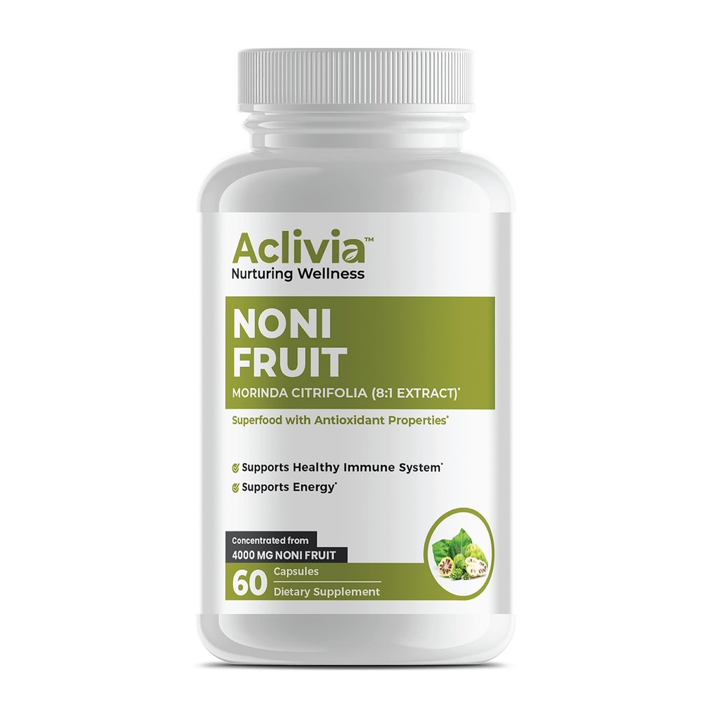 Organic Hawaiian Noni Fruit Capsules 4000 mg - Morinda Citrifolia Supplement - Non-GMO, Gluten- Free, USA Made, Ingen kunstige tilsætningsstoffer (60 Greve)