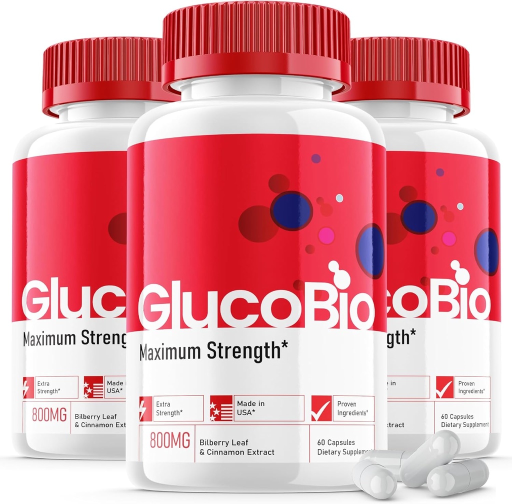 (3 Pack) Glucobio kapsler - Official Formel - Gluco Bio Support Vitamin, Glucobio Health Wellness Kapsler Maksimal styrke, Glucobio, Gluco Bio Pills Advanced Support (180 Kapsler)