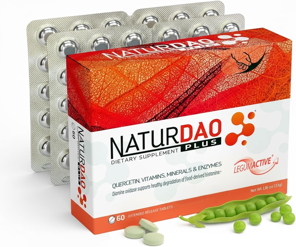 NATURDAO Plus ® DAO Enzyme 1.000.000 HDU pr. dosis - Catalase Enzyme - 8 Medfaktorer og Adjuvants - Avanceret Histamine Blocking Formel - Food Intolerance - 60 Udvidet Udgivelsestabletter