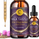 Mælk Thistle Extract Drops til lever rense Detox & Reparation, Lever supplement med Mælkebøtte Root, Artiskok og gurkemeje, All- Natural Herbal Lever Support, Vegan, Non- GMO, 2 FL OZ