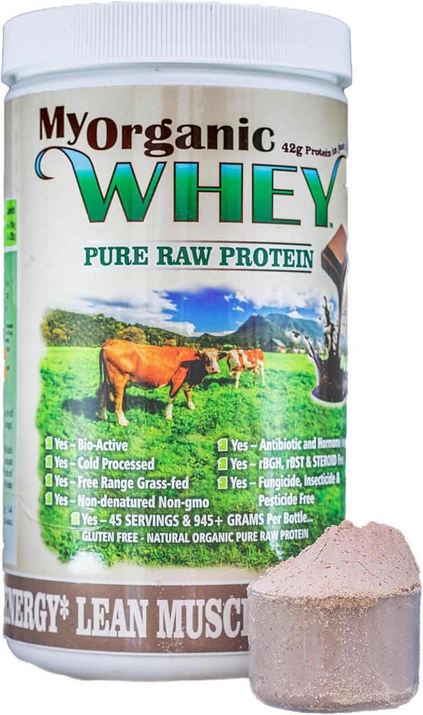 Organic Whey Protein Powder, Grass- Fed Non- GMO Cold Process Grade- A Milk rBST Hormone- Free Chocolate Protein Powder, Ingen Konserveringsmiddel eller Tilsætningsstoffer Pure Whey Protein (42g protein i bare 2 Scoops)