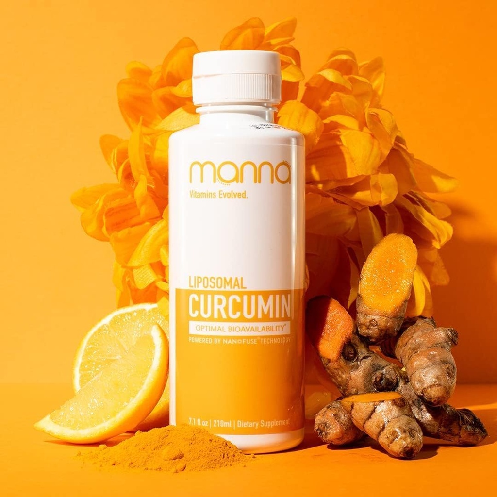 Manna vitaminer Evolved Liposomal Liquid Curcumin til avanceret absorption Bedste gurkemeje supplement til daglig fælles & immunforsvar - Vegan, Non- GMO, 95% Curcuminoider (3 Pack)