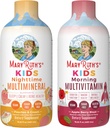 MaryRuth 's Flydende Multivitamin (Apple Berry) & Nighttime Multimineral (Peaches & Cream) for børn 124; Clean Label Project Verified ® - 124; Vitaminer for energi, muskelafslapning, & Samlet wellness - 124; Vegan