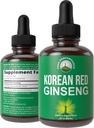 Koreansk Rød Ginseng Flydende dråber med pleasant Taste. fra Panax Koreansk Root Extract for Energy, Stamina, Focus. Vegansk Nootrope, Zero Sugar Oil Tincture Herbal supplement til mænd og kvinder