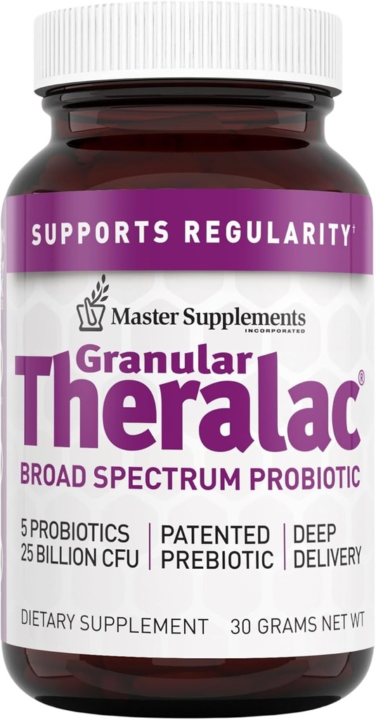Master Supplements Granular Theralac - 1.05 oz - Multi-Strain Probiotic Powder for Optimal Gut Health - Great for Kids - Vegan, Gluten Free - 40 Servings