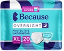Fordi Overnatning Absorbency Pull Ups - Voksen Disponibel Inkontinens Undertøj, Ekstra Absorbent Nattebrokker til mænd og kvinder, Hvid, XLarge, 20 Greve