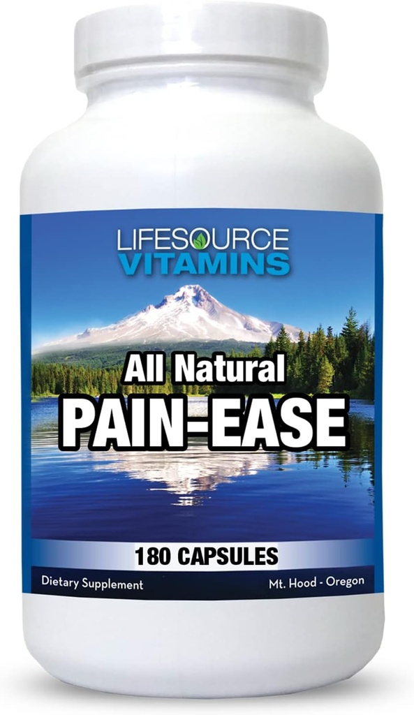 LifeSource Vitaminer All Natural Pain Ease - 20 Synergistiske Urter og Enzymer, der naturligt & sikkert Support: Hovedpine & Migræne - Knæer - Skuldre - Joints - Leg Smerte - Spænding