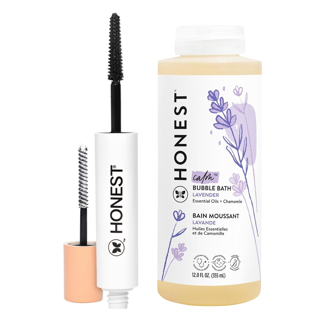 Honest Beauty Extreme Længde Volumizing Clean Mascara + Honest Lavender Fuming Bubble Bath Bundle 124; naturligt afledt + Cruelty Free Medicar 124; 0,27 fl oz, 12 fl oz