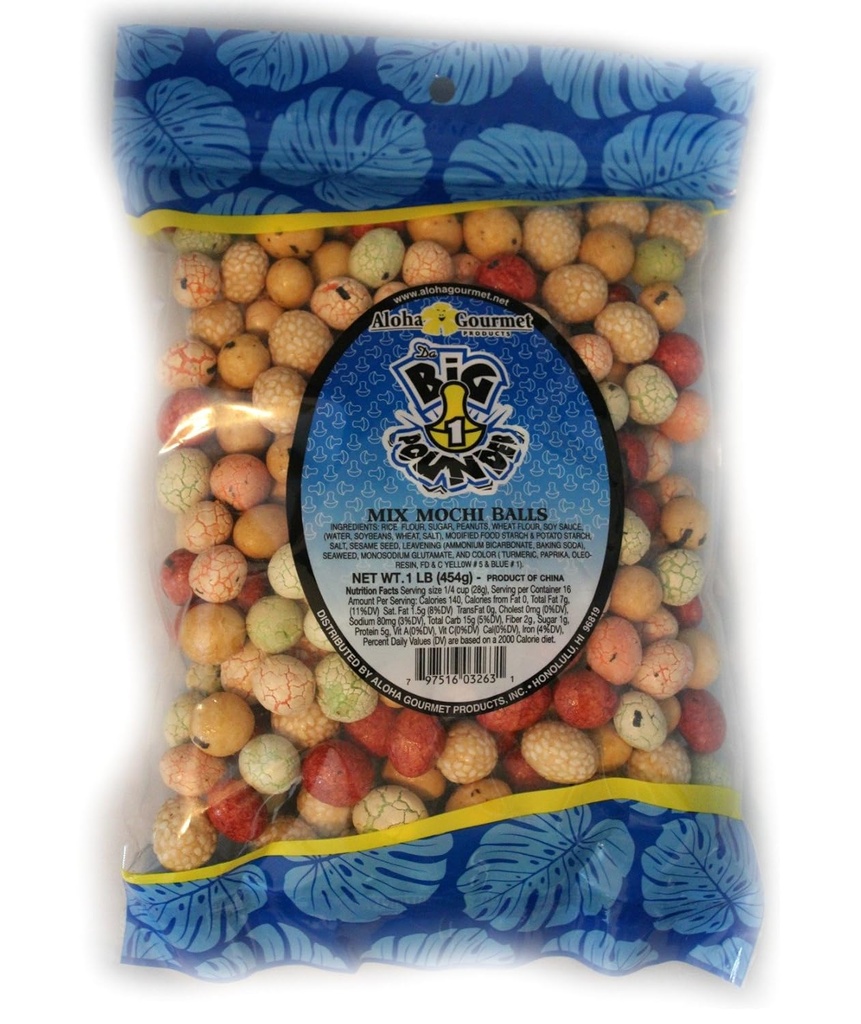 Aloha Gourmet Big Pounder af Mix Mochi Balls 1 pund Jumbo taske