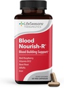 LifeSeasons Blood Nourish- R - Iron Dificiency Supplement - Understøtter Anæmi, Træthed, Paleness & Svimmelhed - Ingen Forstoppelse - Blood Building - Jern, Alfalfa, Hindbær & Vitamin B- 12- 60 Kapsler
