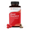 LifeSeasons Blood Nourish- R - Iron Dificiency Supplement - Understøtter Anæmi, Træthed, Paleness & Svimmelhed - Ingen Forstoppelse - Blood Building - Jern, Alfalfa, Hindbær & Vitamin B- 12- 60 Kapsler