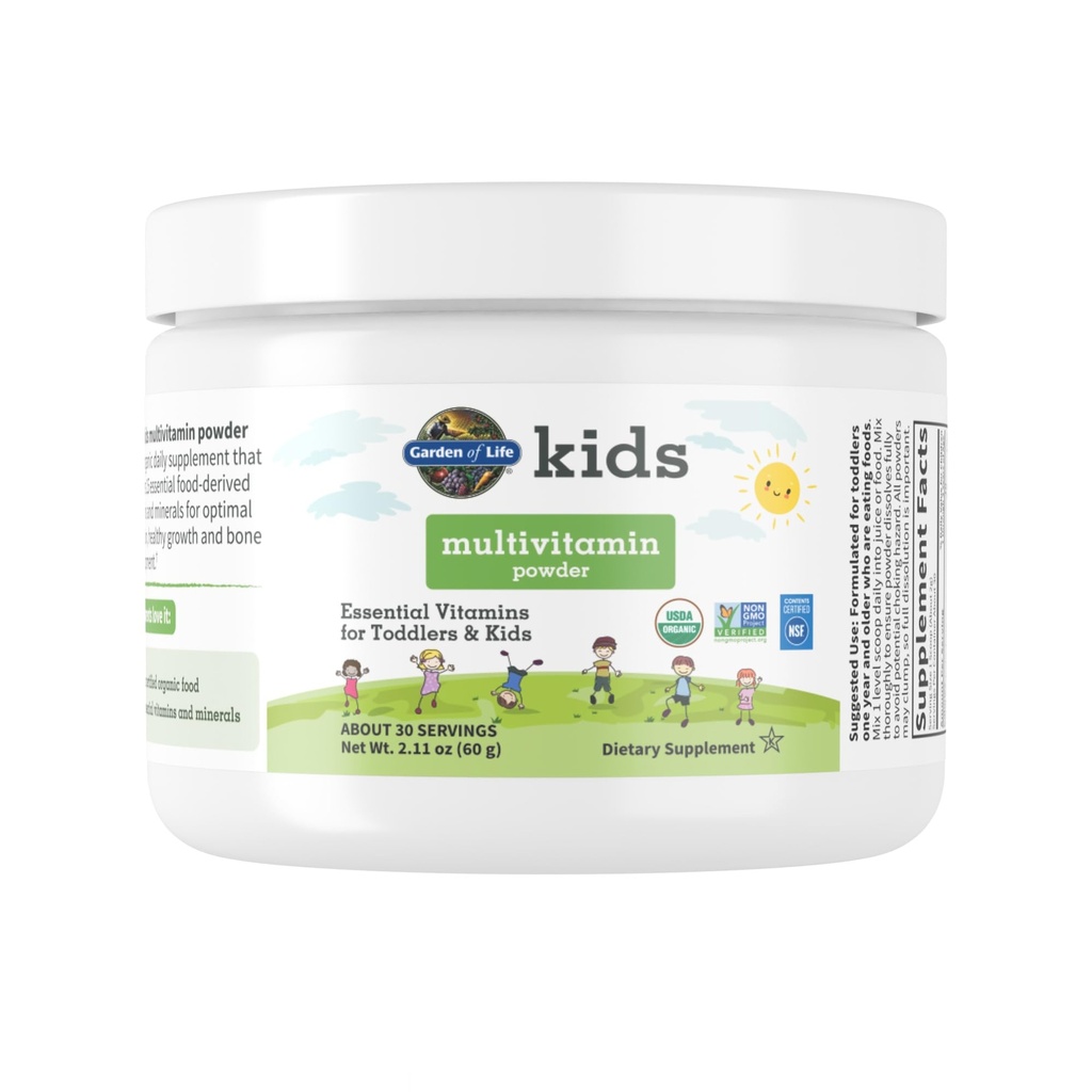 Livets Have Kids Multivitamin Powder, Daglige Vitaminer og Mineraler til Toddlers & Kids - Organic Toddler Multi Powder med 15 Vitamin C, D3, Zink til sund vækst - Gluten Free - 30 Day Supply