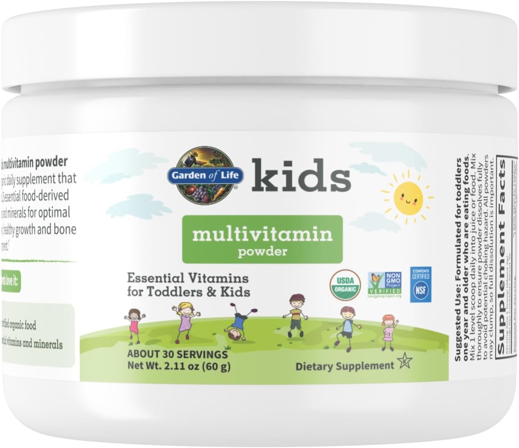 Livets Have Kids Multivitamin Powder, Daglige Vitaminer og Mineraler til Toddlers & Kids - Organic Toddler Multi Powder med 15 Vitamin C, D3, Zink til sund vækst - Gluten Free - 30 Day Supply