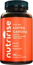 Nutrise Organic Ashwagandha Root Capsules with Black Pepper 1950mg, Natural Stress & Mood, Thyroid & Immun Support, Sleep Aid, Clarity, Focus & Energy, Gluten Free, 180 Count