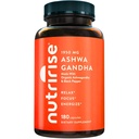 Nutrise Organic Ashwagandha Root Capsules with Black Pepper 1950mg, Natural Stress & Mood, Thyroid & Immun Support, Sleep Aid, Clarity, Focus & Energy, Gluten Free, 180 Count