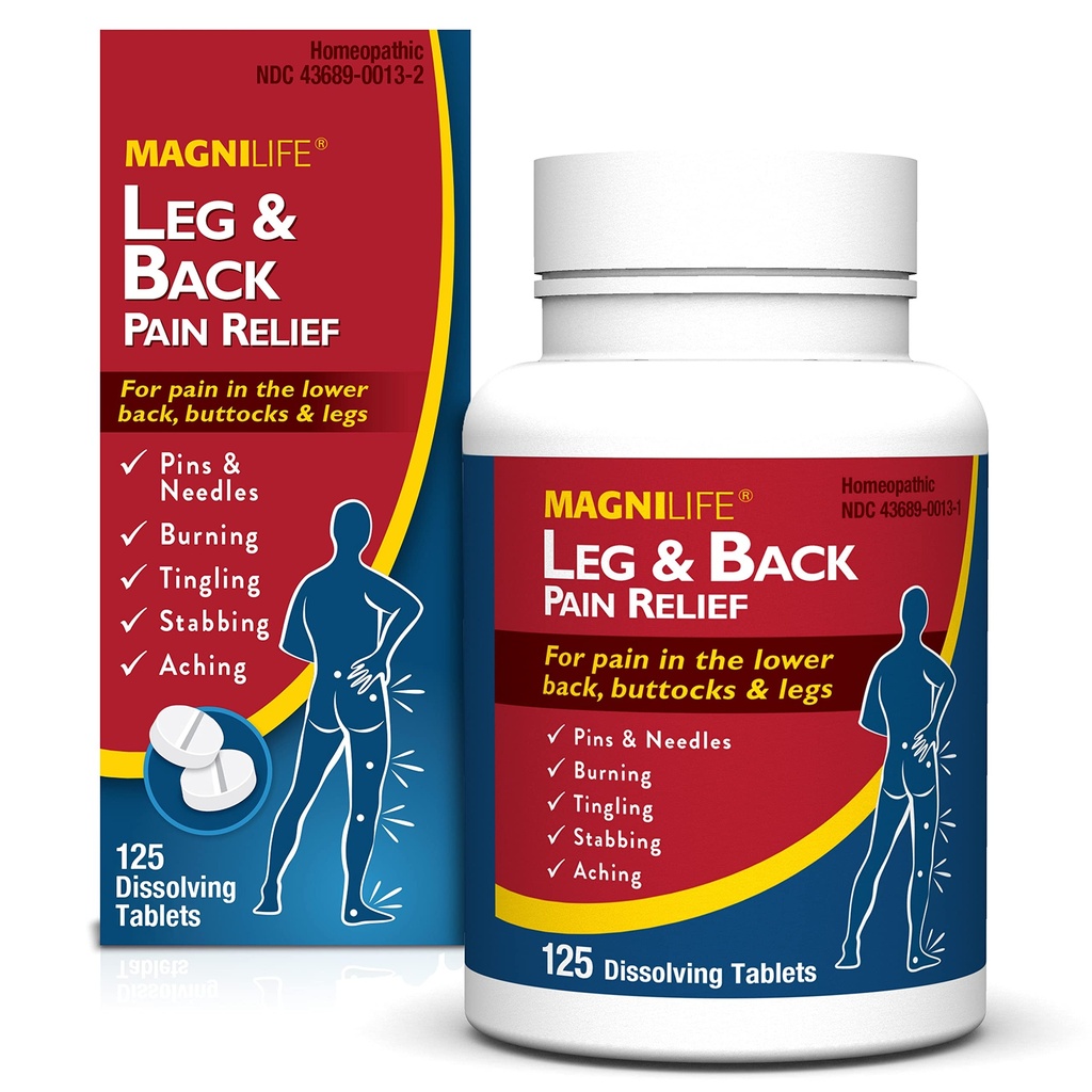 MagniLife Ben & Ryg Smerte Relief, Fastvirkende Smerte Relief, Naturlig Soothe Burning, snurrende og knivstikkende Pains, Symptomatisk eller forebyggende, 125 Quick- Opløs Tablets