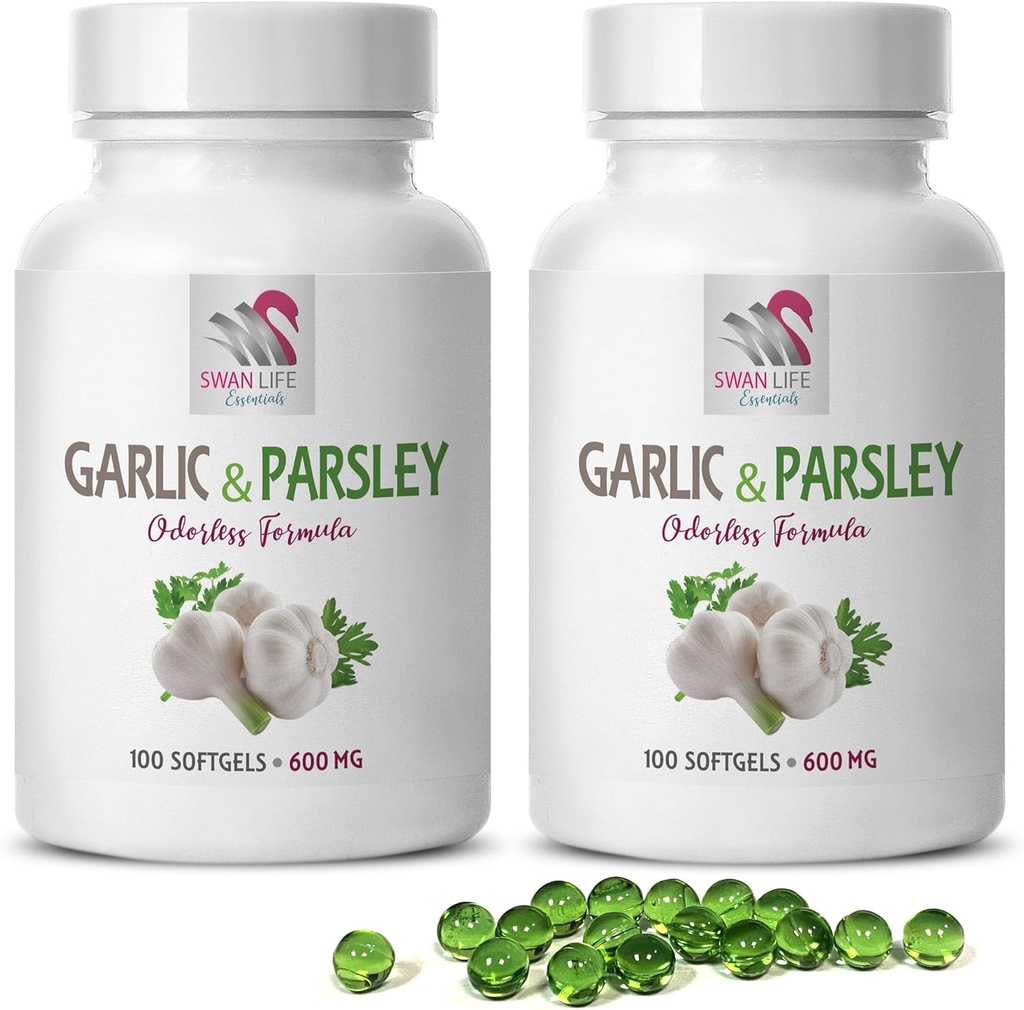 hvidløg kosttilskud - GARLICE OG PARSLEY ODORLESS FORMULA - knogle sundhed vitaminer til kvinder, hvidløg allicin, allicin, hvidløg kosttilskud, hvidløg persille, persille kapsler, lugtløse hvidløg - 2B 200 Caps