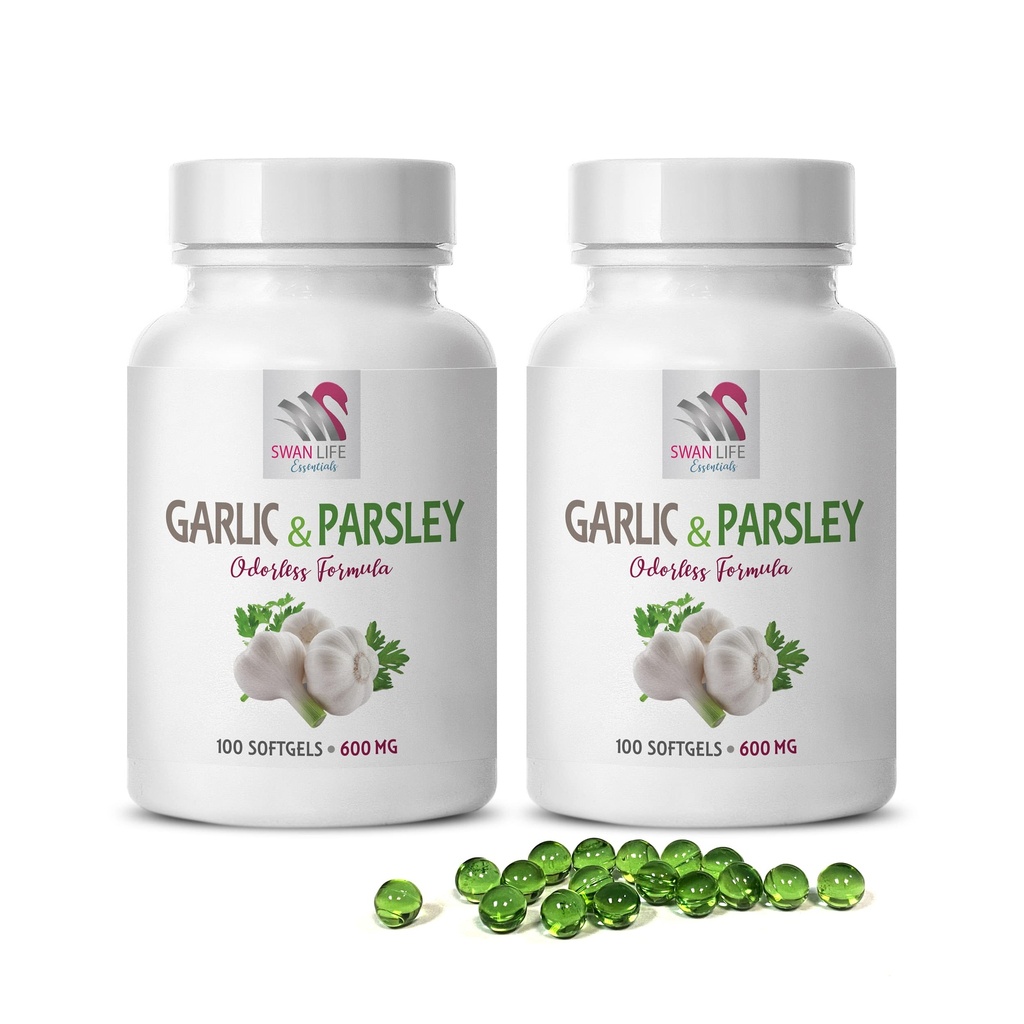 hvidløg kosttilskud - GARLICE OG PARSLEY ODORLESS FORMULA - knogle sundhed vitaminer til kvinder, hvidløg allicin, allicin, hvidløg kosttilskud, hvidløg persille, persille kapsler, lugtløse hvidløg - 2B 200 Caps