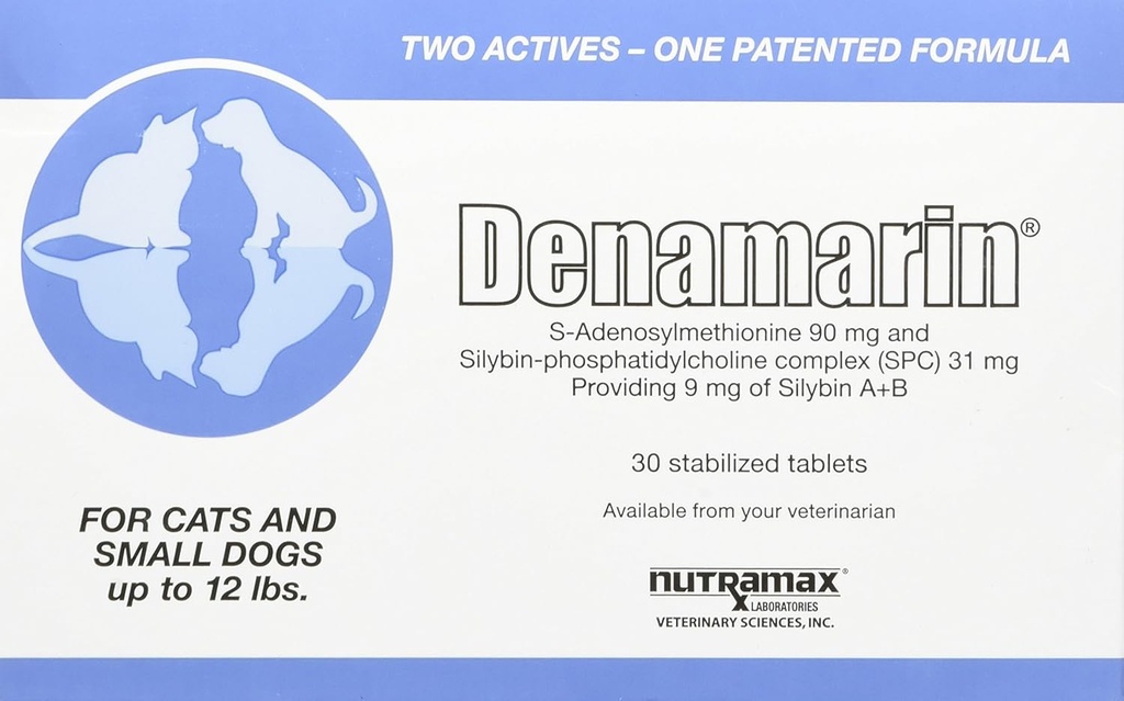 Nutramax Laboratories Denamarin Lever sundhed supplement til små hunde og katte - Med S-Adenosylmethionin (SAME) og Silybin, 30 tabletter
