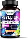 Psyllium Husk Kapsler 1500mg - Fiber Supplement - Natural Opløselige Fiber Pills med Psyllium Husk Powder - Understøtter fordøjelsesbesvær Gut og kolon sundhed - Non- GMO, Gluten- Free, Vegan - 120 Kapsler