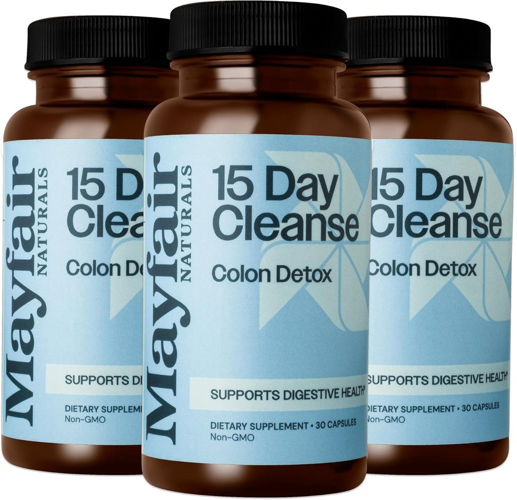 15 dages rengøring kolon afvænning (3 Pack), Kosttilskud, 30 kapsler Hver (90 i alt), Natural Laxative for Forstoppelse og fordøjelsessygdomme supplement