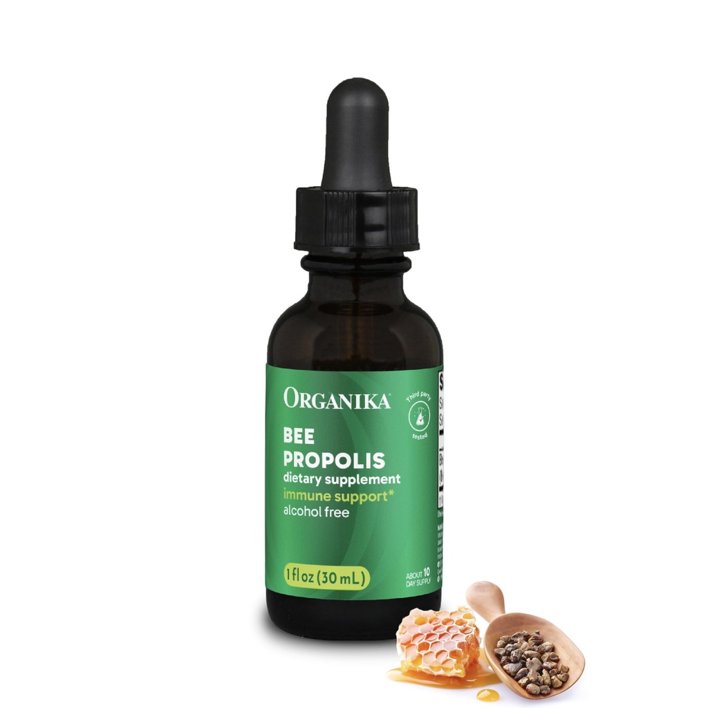 Organika Bee Propolis Tincture 1 oz: Vegan Propolis Extract - Hals and Breathing - Gratis Gluten, GMO, & Kunstige Flavors - 10 dages Prop Drops Supply
