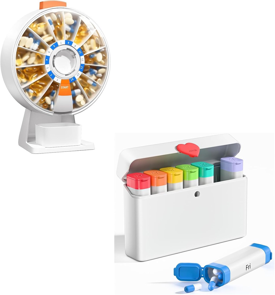 Daily Pill Dispenser, Weekly Pill Organizer 2 gange om dagen, Cute Pill Organizer med nyt design