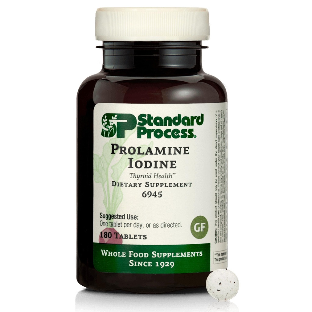 Standard Process Prolamine Jod Thyroid Health Kosttilskud - Vegan, Gluten- Free, Non- Dairy, & Non- Soy - Essential Endokrine Support - 180 tabletter