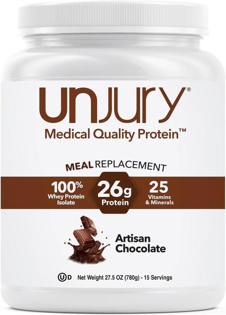 Ujury Meal Erstatning Pulver; Chokolade og Chokolade 124; 26g Protein • 124; 25 Vitamin og mineraler • 124; 100% Whey Isolere Protein Pulver • 124; Lav Carb og sukker • 124; 15 Servering
