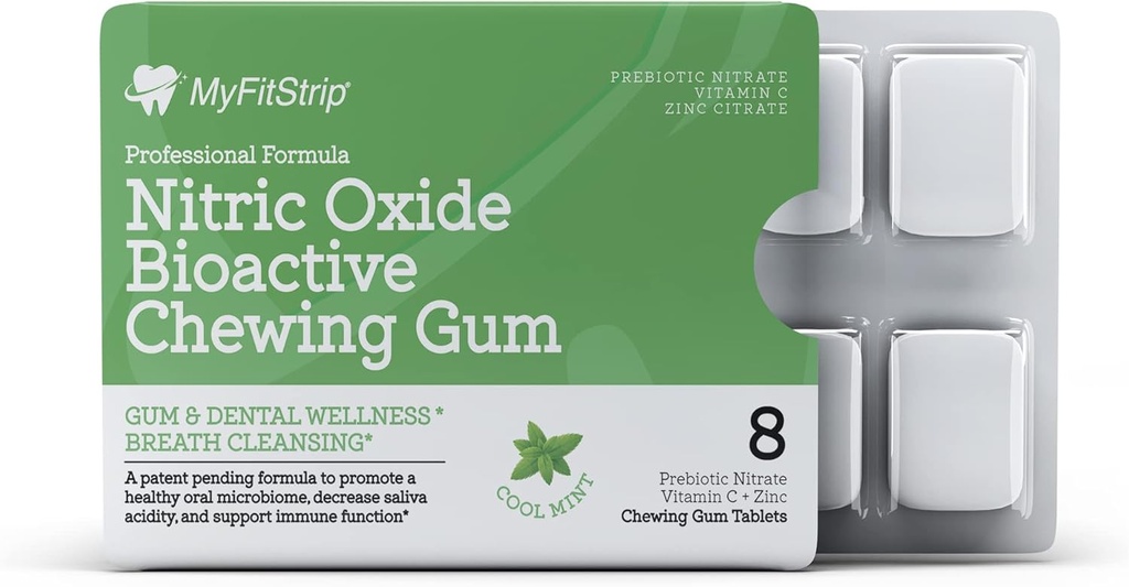 Prebiotisk nitrogenoxid Chewing Gum med C-vitamin, zink, Xyitol, og Antocyanin PRO, en Prebiotisk Formel til en sund oral mikrobiom - Sukker Free 8 Cool Mints Tablets