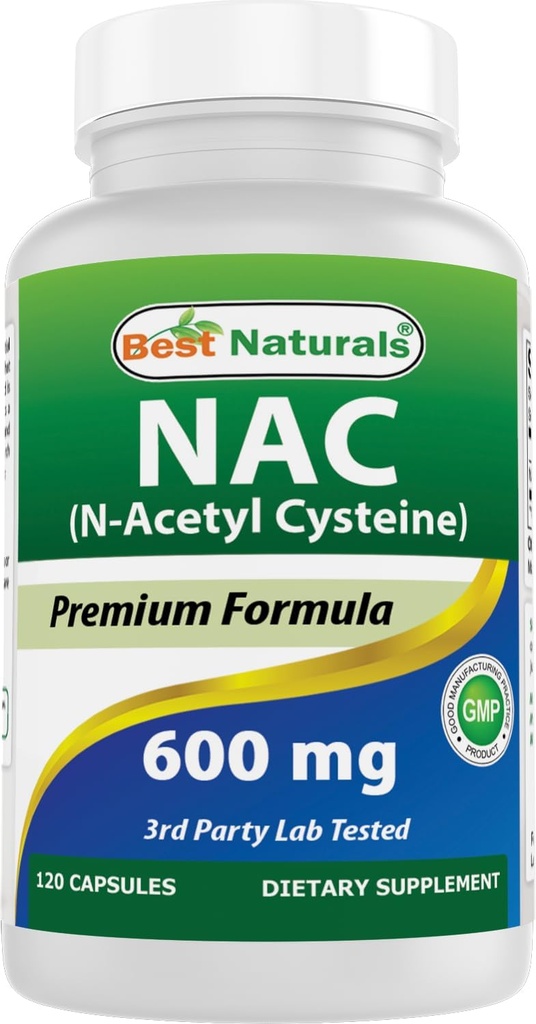 Bedste Naturals NAC - N Acetyl Cysteine 600 mg 120 Kapsler - n Acetyl cystein - Kraftfuld antioxidant