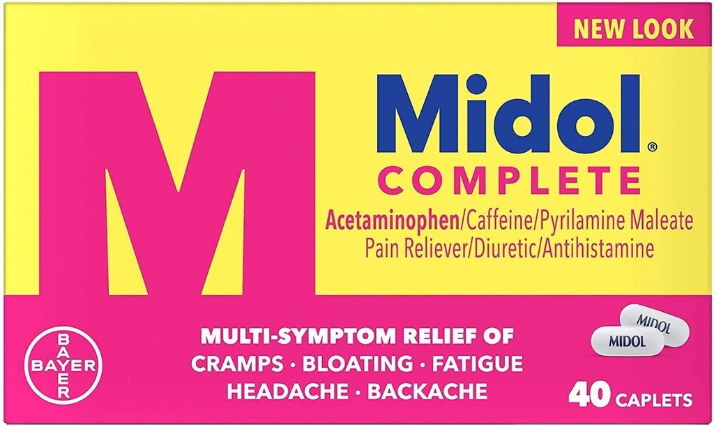 Midol Complete Maximum Strength Pain Reliever Caplets 40 ea (pakning med 4)