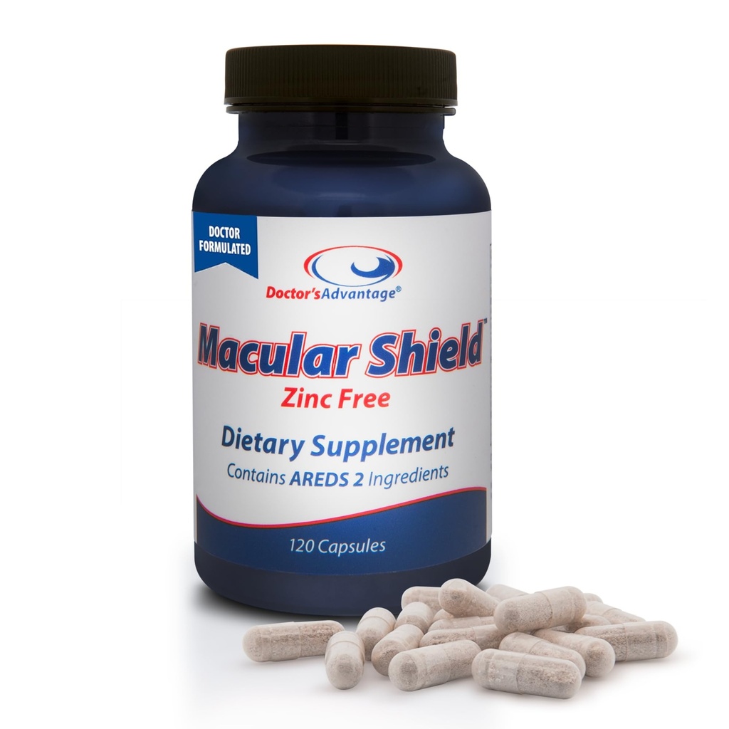 Doctor 's Advantage Zinc- Free Macular Shield Eye Vitaminer - 120 kapsler, 30- Day Supply - Lutein og Zeaxanthin Kosttilskud med AREDS-2 Ingredienser til aldersrelateret øjenstøtte