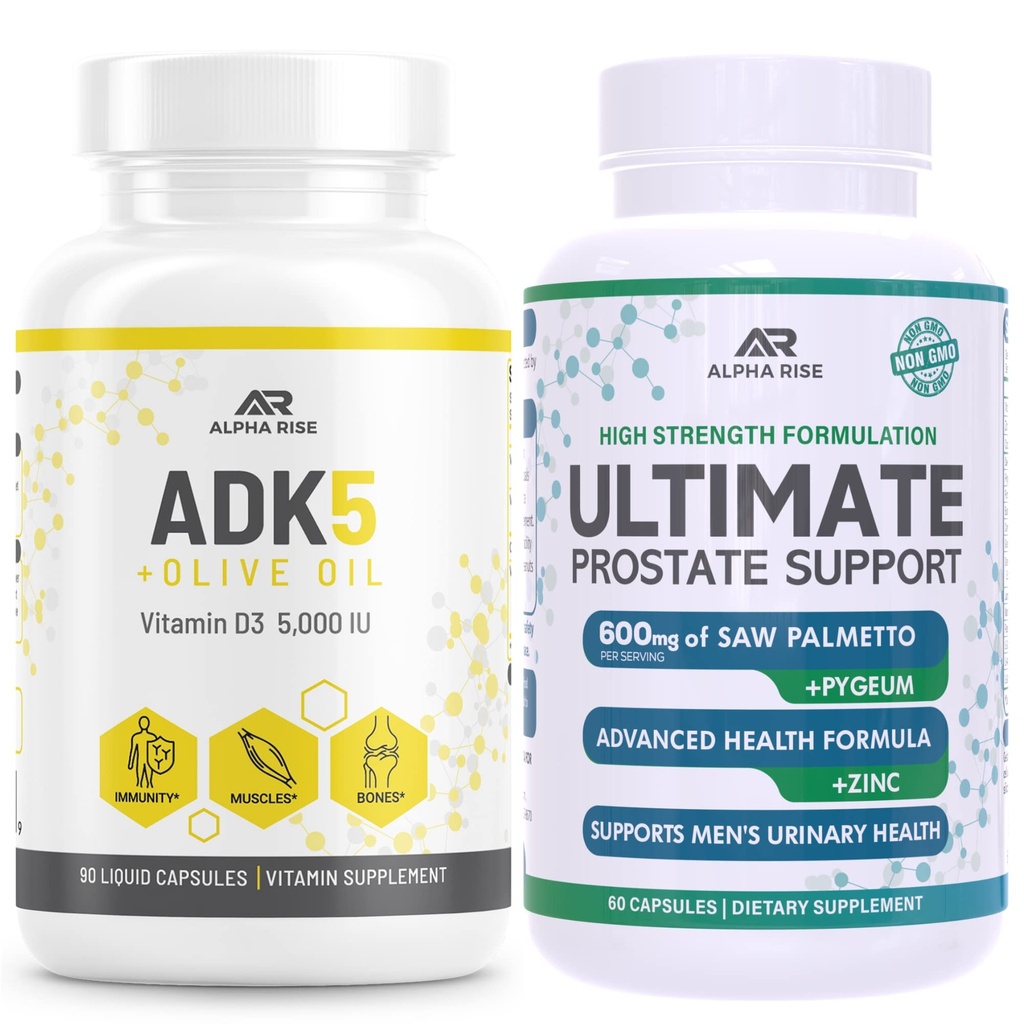 ADK 5 Vitamin supplement + bedste Over- The- Counter Prostata support - Prostata sundhed supplement til mænd