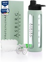 2.0 Fitness | Protein Shaker Made of Glass | Protein Shaker | Drinking Bottle | with Spiral Ball | 24 oz (Pastel Green)