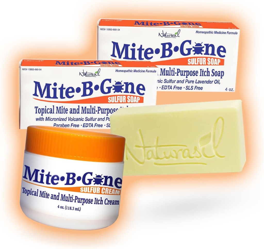 Fast- Active Bug Bite Relief Pack af Mite- B- Borte - Calming Svovl Cream + 2 Sæbe Bud124; Sikker for børn & voksne Bud124; Treats Insect & Mosquito Bites, Itch & Discomfort