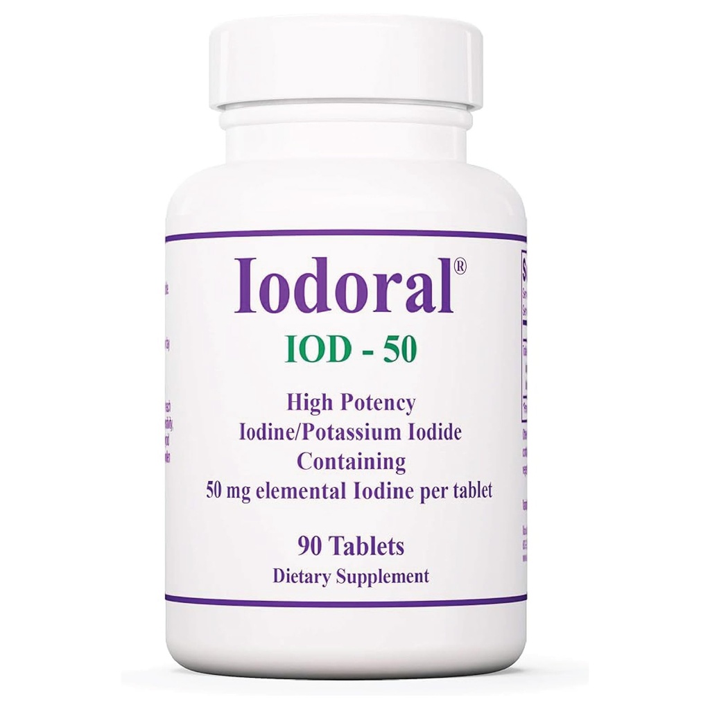 Optimox Iodoral 50 mg tillæg - Kaliumjodidtabletter, thyreoideatilskud, daglige vitaminer og mineraler, Lugol 's jod opløsning - 90 Tæl