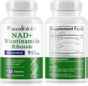 120 Count NAD Plus tillæg, Liposomal Nicotinamid Riboside kapsler 900MG med Resveratrol & Quercetin, High Renhed Nicotinamid til Anti- Aging, Cell Gegeneration / Energy / immunbooster