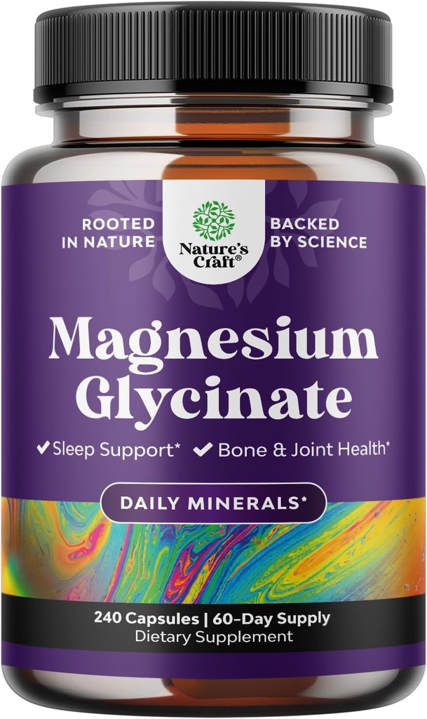 Pure Magnesium Glycinate Supplement 400mg Per Servering - Vegansk Høj Absorption Chelated Magnesiumkapsler til kvinder og mænd med Elemental 400mg for Mood Sleep and Relaxation Support - 240 Tæl