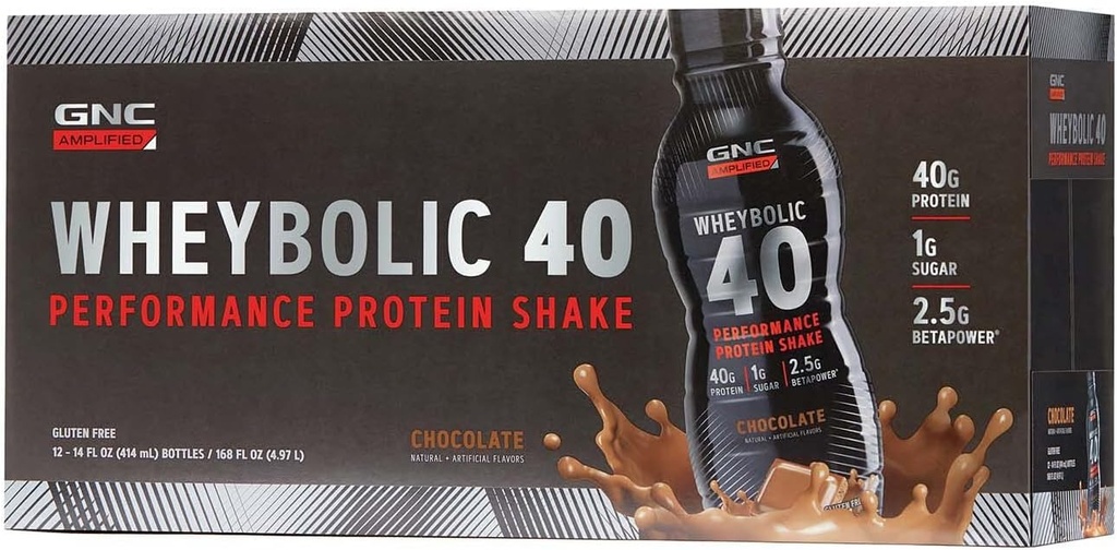 GNC AMP Wheybolc 40 - Chokolade - 14oz. (12 flasker)