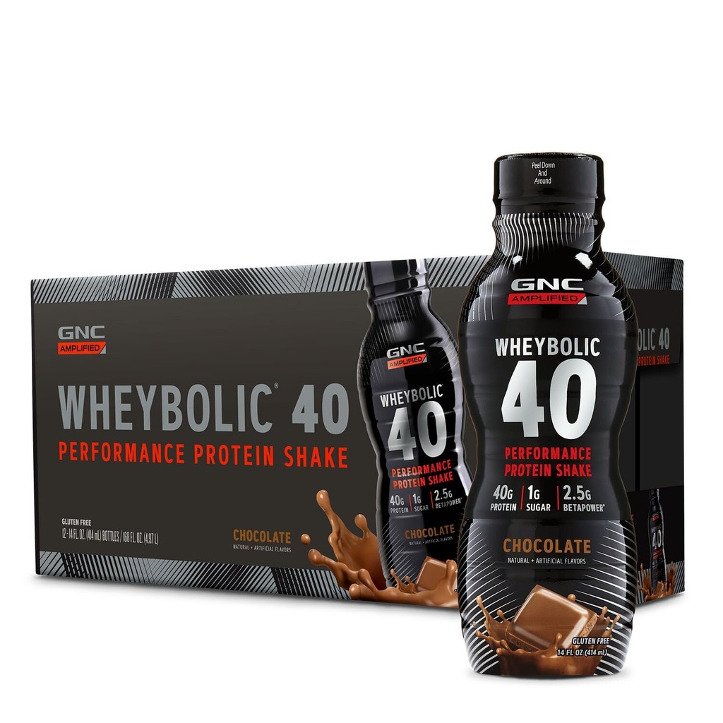 GNC AMP Wheybolc 40 - Chokolade - 14oz. (12 flasker)