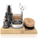 Striking Viking Beard Growth Kit - 7-stykke sæt, Sandalwood Duft & Caddy - Olie & Bald med Beard Brush, Dual- Sided Comb & Saks plus Mustache Comb for Grooming & Styling