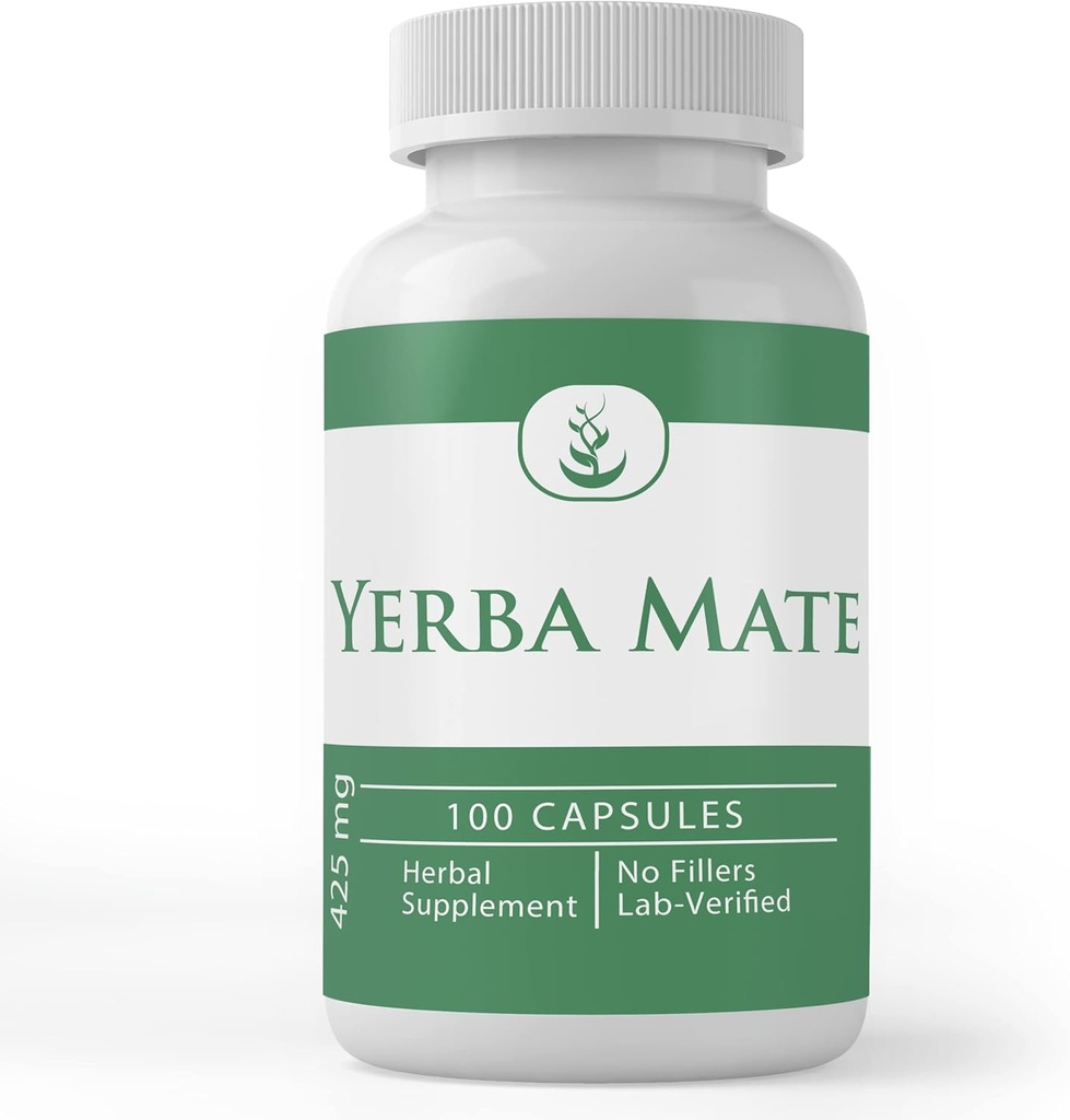 PURE ORIGINAL INGREDIENSER Yerba Mate, Ingen Magnesium eller Rice Fillers, Altid Pure, Lab Verified (100 kapsler)
