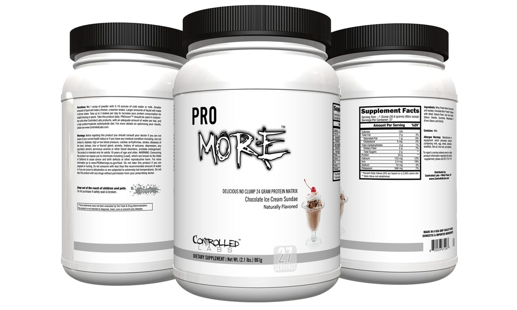 KONTROLLERET ETIKETTER PROmore Protein Powder (27 Servere) - 24g Protein Per Scoop - 94% sukkerfri, Premium Smooth- Drink Formel (Chocolate Ice Cream Sundae) (27 Servere, Chocolate Ice Cream Sundae)