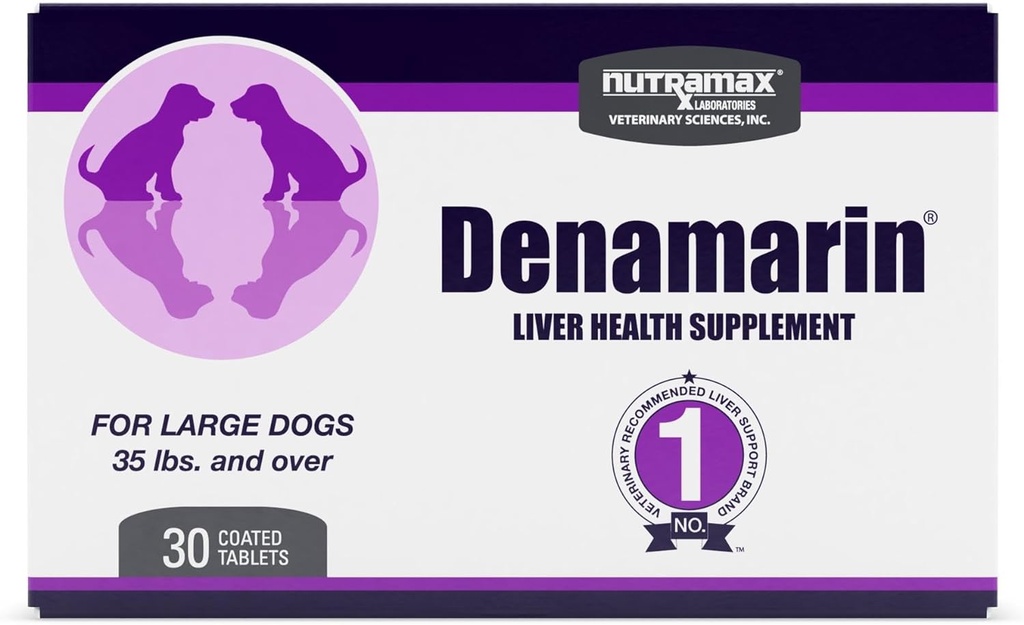 Nutramax Denamarin Leverkosttilskud til store hunde - med S- Adenosylmethionin (samme) og Silybin, 30 blisterpakninger