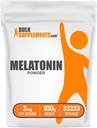 BulkSupplements.com Melatonin Powder - Pure Melatonin, Sovehjælp til voksne - Vegan & Gluten Free, 3 mg per servering, 100g (3,5 oz) (pakke med 1)